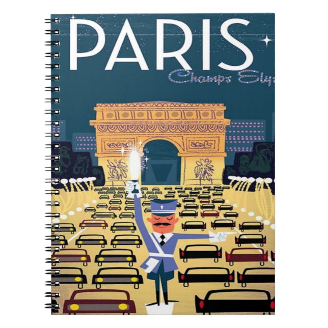 Paris France Vintage Travel retro tourism vacation Notebook (Front)