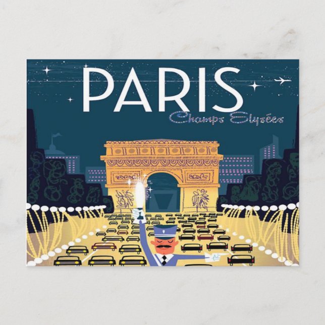 Paris France Vintage Travel retro tourism vacation Postcard (Front)