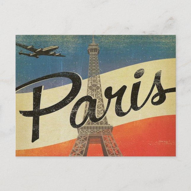paris France Vintage Travel retro tourism vacation Postcard (Front)