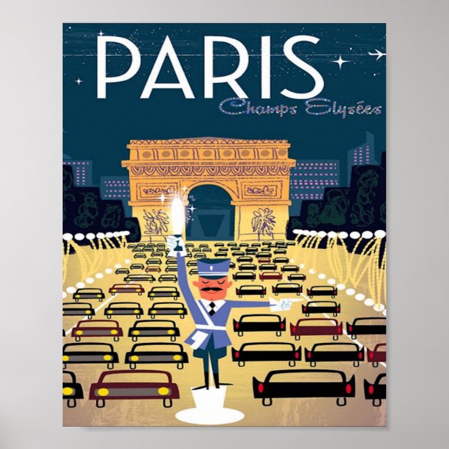 Paris France Vintage Travel retro tourism vacation Poster (Front)