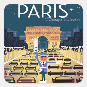 Paris France Vintage Travel retro tourism vacation Square Sticker