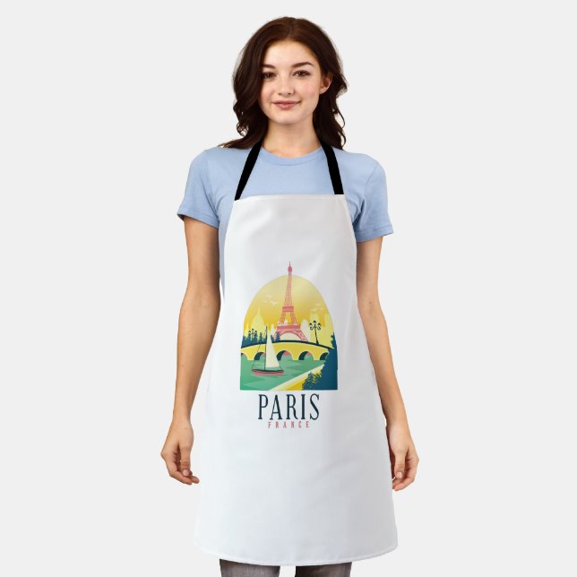 Paris France Vintage Travel Romantic  Apron (Worn)