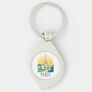 Paris France Vintage Travel Romantic  Key Ring