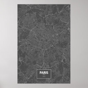 Paris, France (white on black) Poster