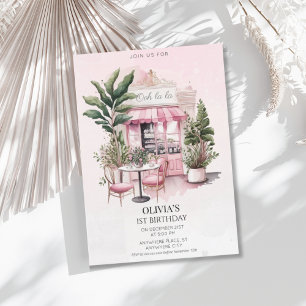 Paris, french cafe girl birthday invitation