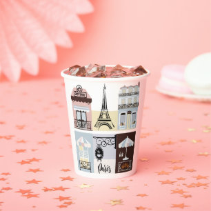 Paris French Cafe Patisserie Baby Shower  Paper Cups