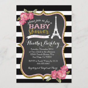 Paris French Eiffel Tower Baby Shower Invitation