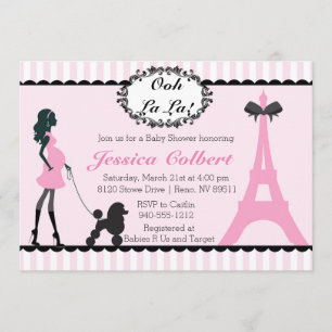 Paris French Eiffel Tower Baby Shower Invitation