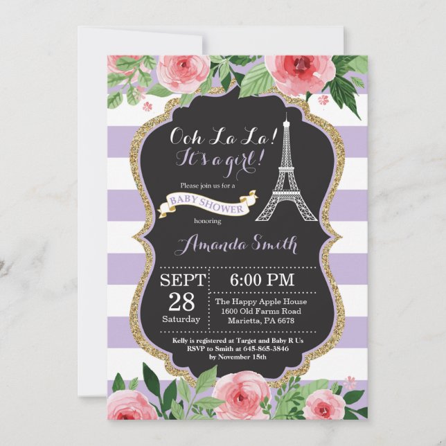 Paris French Eiffel Tower Baby Shower Invitation (Front)