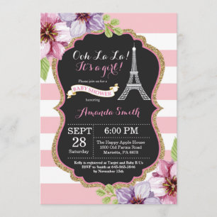 Paris French Eiffel Tower Baby Shower Invitation