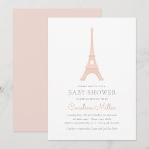 Paris French Eiffel Tower Pink Girl Baby Shower Invitation