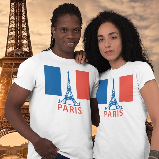 Paris French Flag and Eiffel Tower T-Shirt (Creator Uploaded)