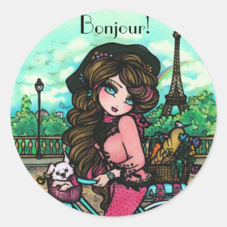 Paris French Girl Bonjour Stickers by Hannah Lynn