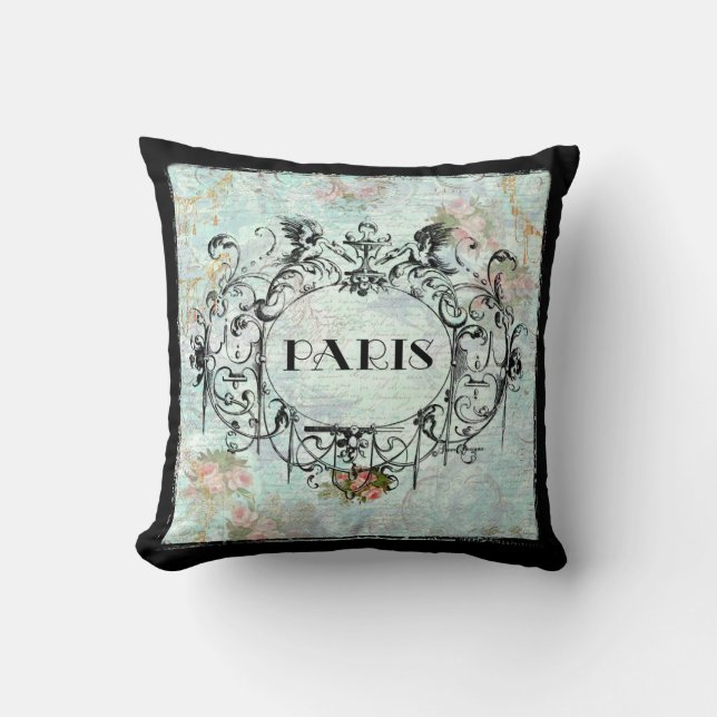 Paris French Ornate Eiffel Tower Cushion (Front)