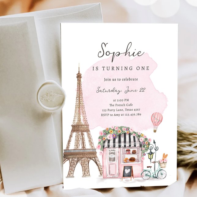 Paris French Parisian Cafe Tea Party Girl Birthday Invitation (Creator Uploaded)