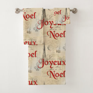 Paris French Postcards Christmas Towel Set