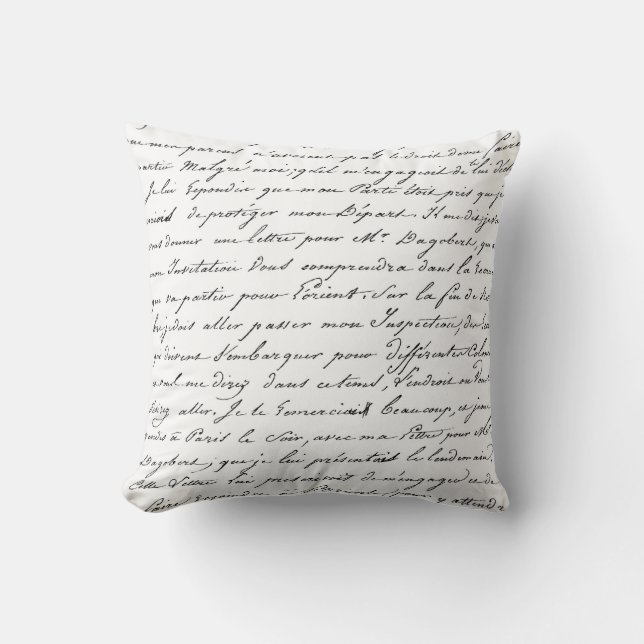 Paris French Script Chic Handwriting Pillow (Front)