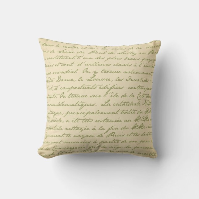Paris French Throw Pillow Pattern green (Front)