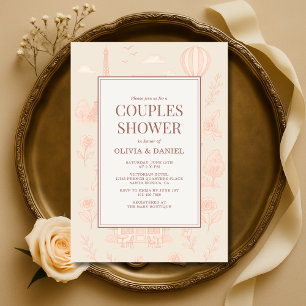 Paris French Toile Couples Shower Invitation