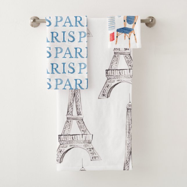 Paris French Watercolor Doodles Towel Set (Insitu)