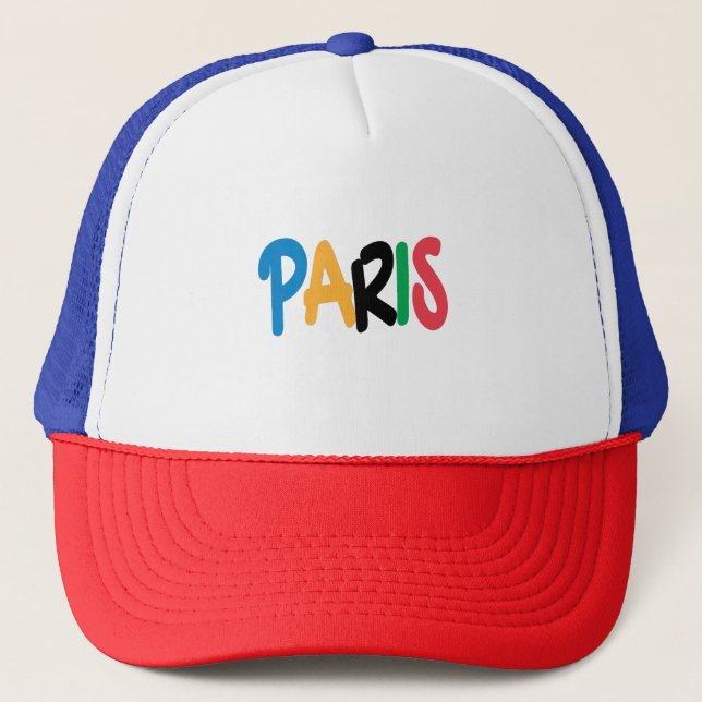 Paris games rings custom trucker hat (Front)