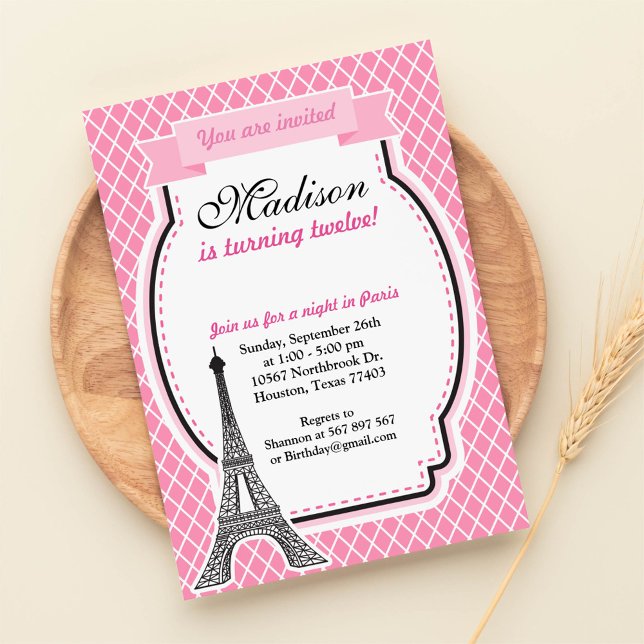 Paris Glamour Girl Birthday Party Invitation (Creator Uploaded)