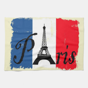 Paris grunge tea towel