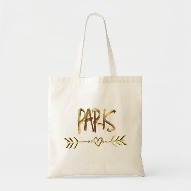 Paris Heart Arrow Elegant Gold Brown Typography Tote Bag (Front)