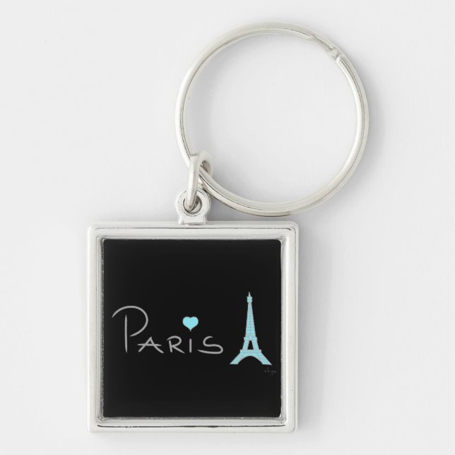 Paris Heart Eiffel Tower Key Ring (Front)