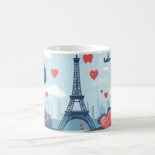Paris Heart Ilustration Gift for Valentines day Coffee Mug