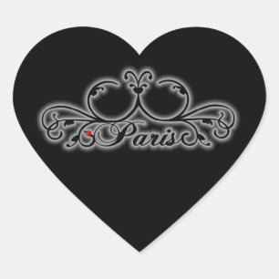 Paris Heart  Shaped Stickers
