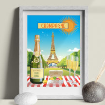Paris Holiday Champagne Personalised Print 