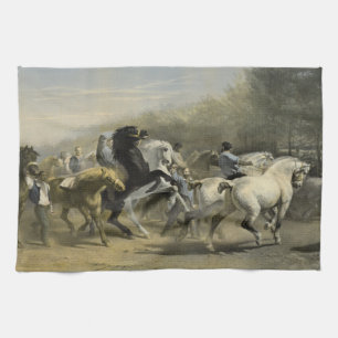 Paris Horse Market 1855 Tea Towel