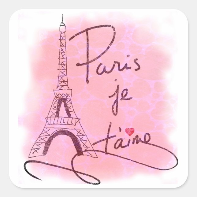 Paris I Love You Pink ID914 Square Sticker (Front)