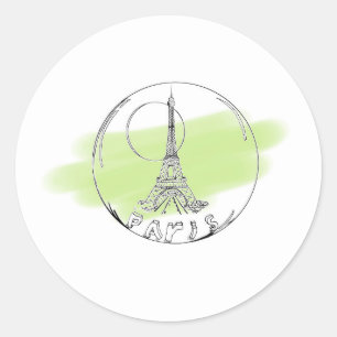 paris in a glass ball classic round sticker