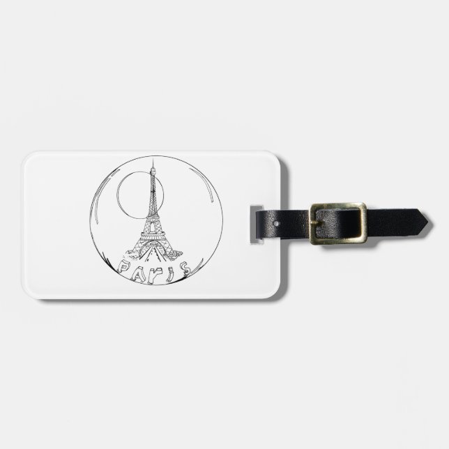 paris in a glass ball luggage tag (Front Horizontal)