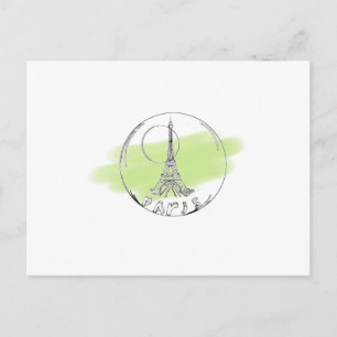 paris in a glass ball postcard