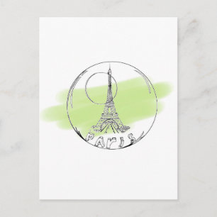 paris in a glass ball postcard