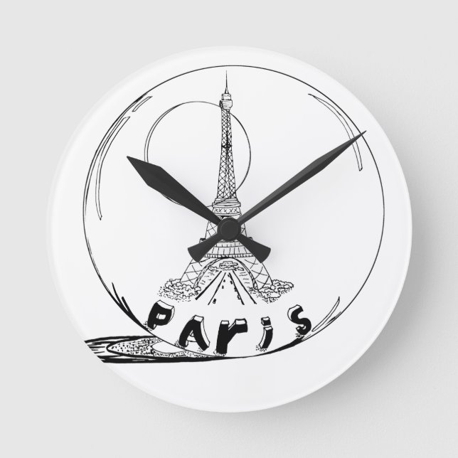 paris in a glass ball round clock (Front)