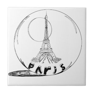 paris in a glass ball tile