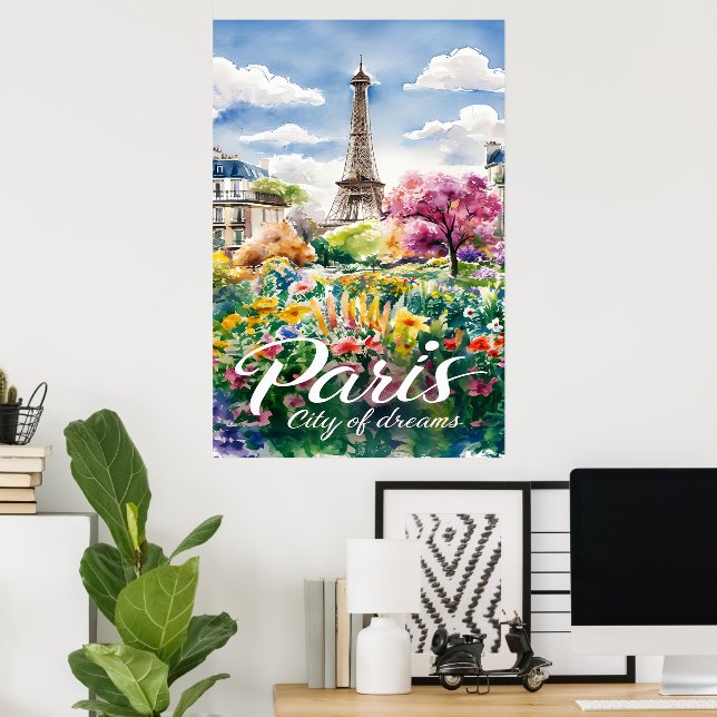 Paris In Bloom: A Watercolor Dream Poster (Home Office)