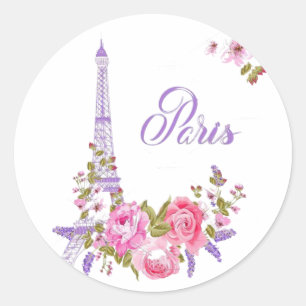 Paris in Bloom Midnight in Paris Floral Paris Roma Classic Round Sticker
