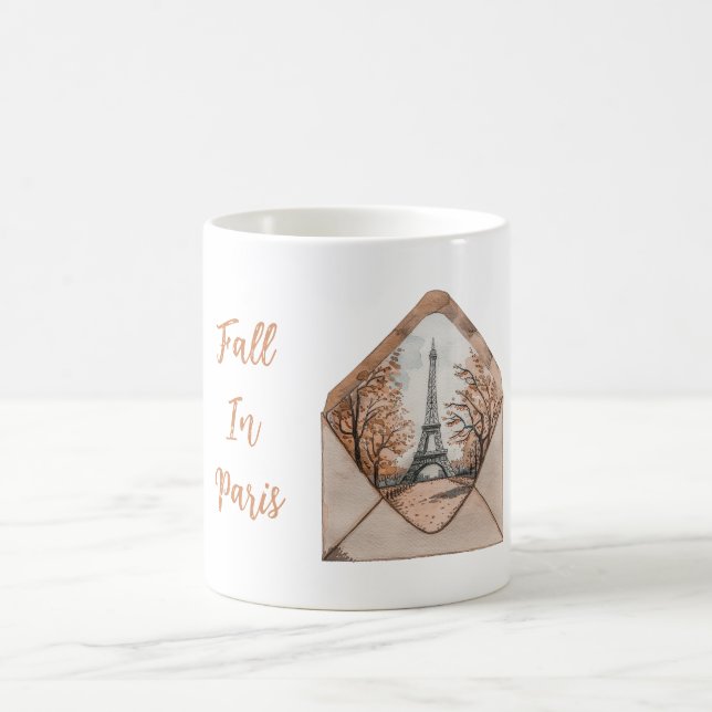 Paris in Fall Eiffel Tower Envelope Coffee Mug (Center)