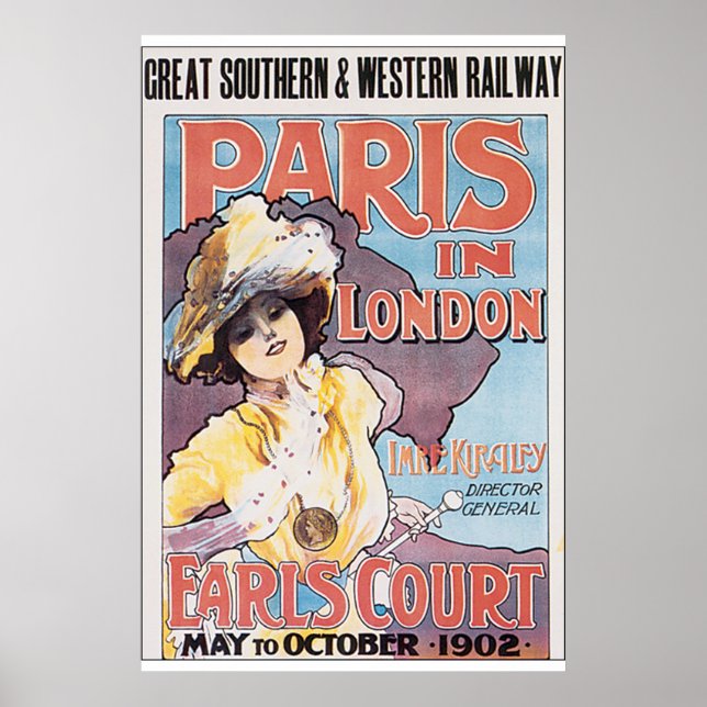Paris in London Vintage Travel Poster (Front)