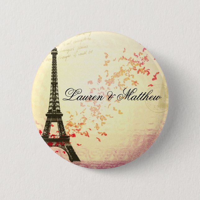 Paris in Love - Eiffel Tower 6 Cm Round Badge (Front)