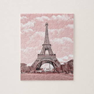 Paris in Pink Eiffel Tower Jigsaw Puzzle