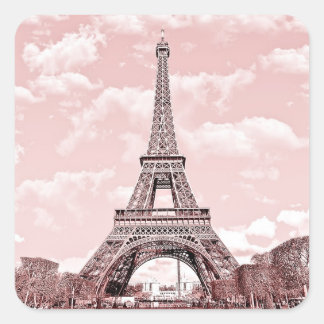 Paris in Pink Eiffel Tower Square Sticker
