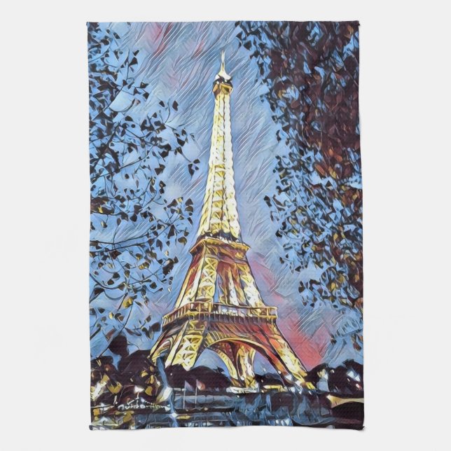 Paris in the Blue Hour Kitchen Towel (Vertical)