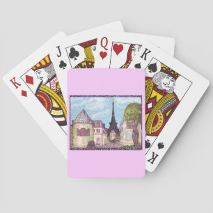 Paris Inspired Cityscape With Eiffel Tower Playing Cards
