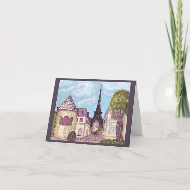 Paris Inspired Eiffel Tower note card grey (Front)